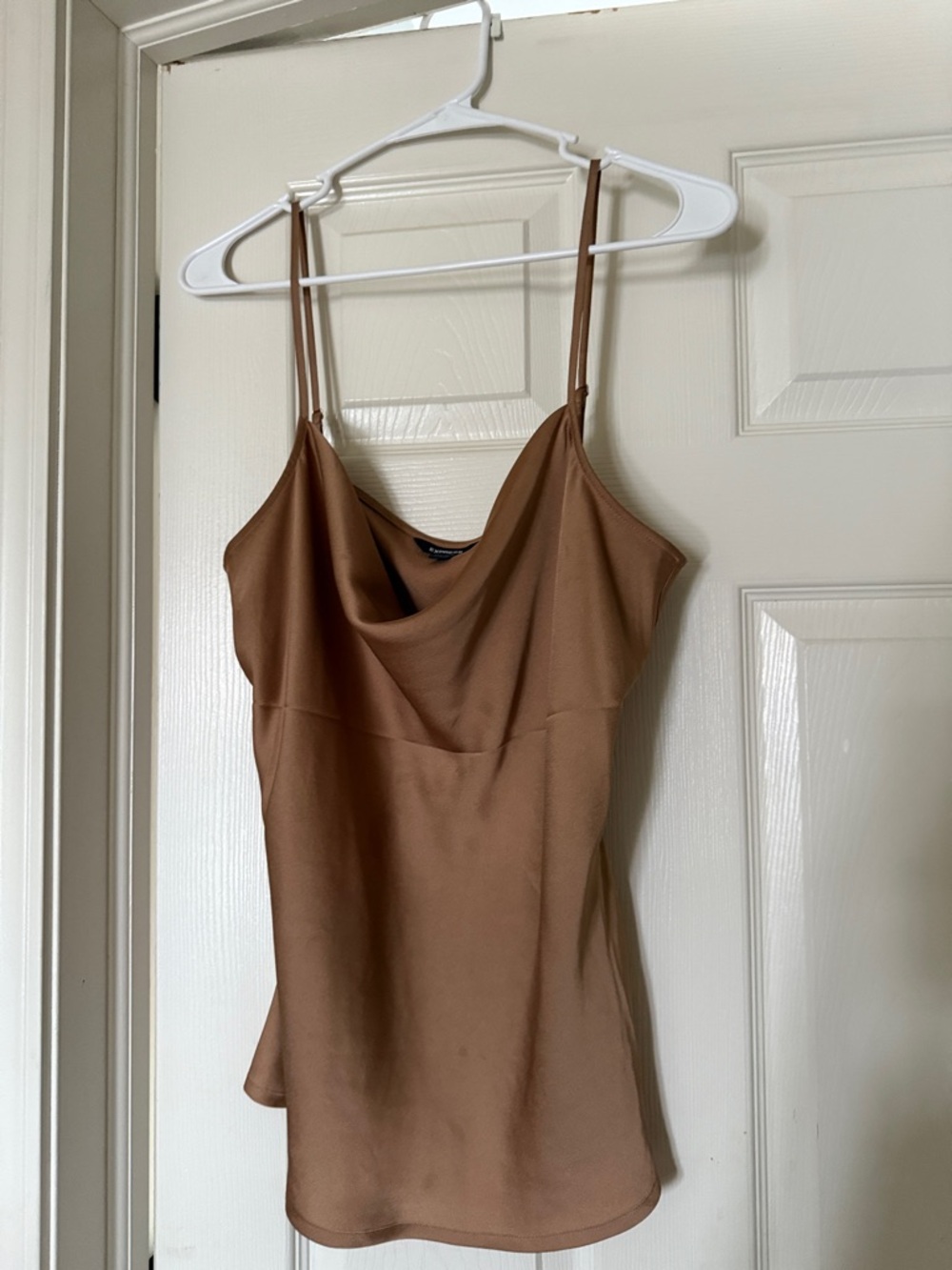Express Satin Camel Spaghetti Strap Cami